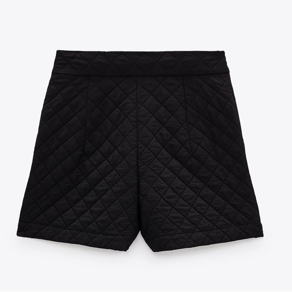 ZARA Black Quilted High Waisted Short - Picture 11 of 13